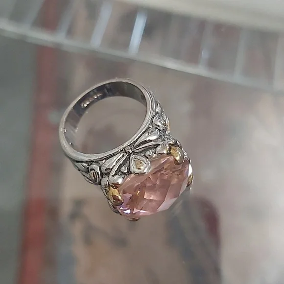 Elegant Pink and Gold/Silver Women's Ring - Picture 4 of 14